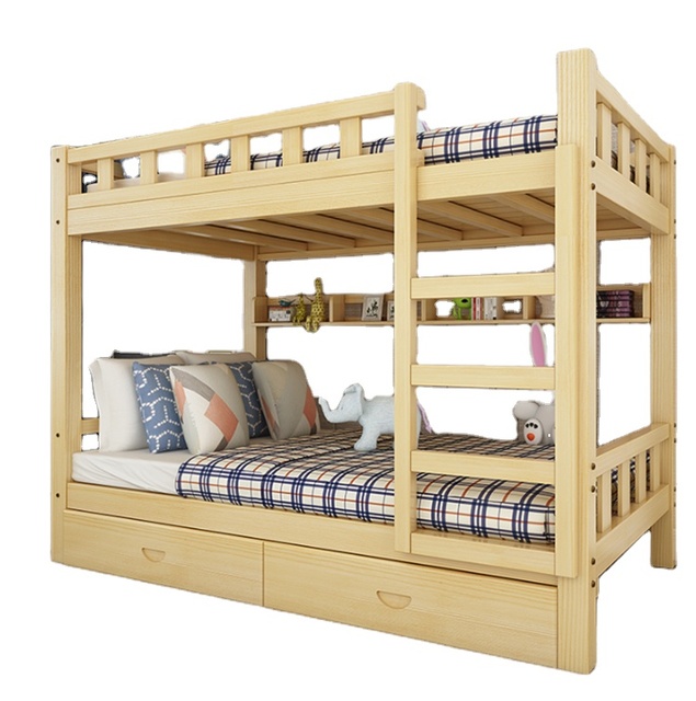 Modern Upper Layer of Solid Wood Saves Space for Children and Adults Bunk Bed