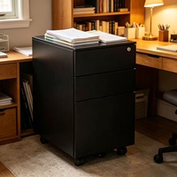 Gabinete de Almacenamiento Rodante de Acero Resistente, Gabinete de Archivo Móvil con 3 Cajones y Cerradura de Seguridad para Uso Comercial en Oficinas