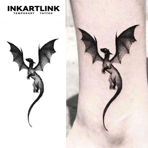 Autocollant de tatouage personnalisé Dragon volant épique, style mythologique occidental sombre, semi-permanent aux herbes, tenue 15 jours, pour bras et <span class=keywords><strong>cheville</strong></span>, vente en gros - Product Image 1