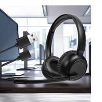 Casque audio supra-auriculaire ergonomique binaural USB Qualcomm OMfoX à prix d'usine avec micro externe ENC, Bluetooth 5.5, étanchéité IPX-3, ajustement personnalisé 32