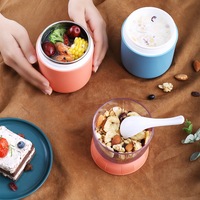 Boîte à lunch Bento en acier inoxydable modulaire à 2 couches étanche pour enfants et adultes avec récipient transparent