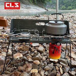 Estufa de Gas Portátil Plegable de Doble Quemador de Acero Inoxidable para Acampar al Aire Libre, Resistente al Viento, Encendido Manual Ligero - Product Image 3