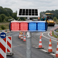 Feux de signalisation LED rouge/bleu double face à énergie solaire avec coque en aluminium pour la sécurité des travaux routiers, personnalisables