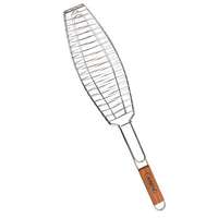Vente chaude Professionnel Unique Poisson Grill Panier Net Manche En Bois Outil En Métal pour Griller BBQ Outil
