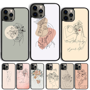 Line Art Sketch Flower Girl Phone Case <span class=keywords><strong>para</strong></span> <span class=keywords><strong>iPhone</strong></span> 15 16 Cover <span class=keywords><strong>11</strong></span> 13 14 Pro Max 12 mini Plus X XS Max XR Fundas - Product Image 1