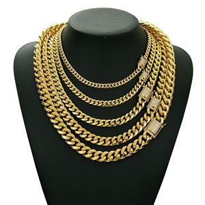Hip Hop <span class=keywords><strong>Miami</strong></span> 14K18K Oro Acero inoxidable Iced Broche Cadena de eslabones-Cadena cubana Cubana Collar de hombre Perla de circón Piedras principales Regalo - Product Image 2