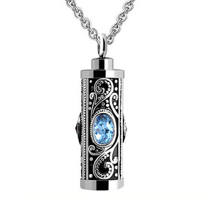 Paslanmaz çelik silindirik kristal Urn kolye <span class=keywords><strong>Birthstone</strong></span> anıt kolye kremasyon kül kül mücevherat - Product Image 3