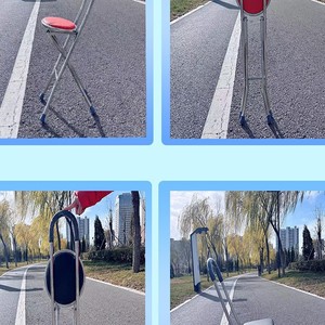 Canne pliante en acier inoxydable avec siège bleu, hauteur 85 cm, pour aide à la marche des personnes âgées - Product Image 2