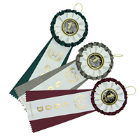 Feuille d'or MIDI de conception personnalisée Couleurs assorties Rubans de rosette ronde de reconnaissance de selle Prix pour la compétition sportive