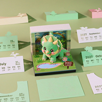 Bloc-notes calendrier 3D Triceratops à déchirer avec lumière LED, modèle d'art en papier de dinosaure préhistorique pour enfants et collectionneurs