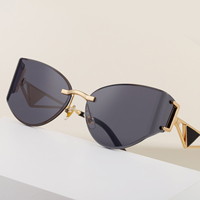 Lunettes de soleil Partagas Fashion Fancy Designer avec logo personnalisé, monture sans bordure, verres courbes taillés en diamant, protection UV400, pour femmes