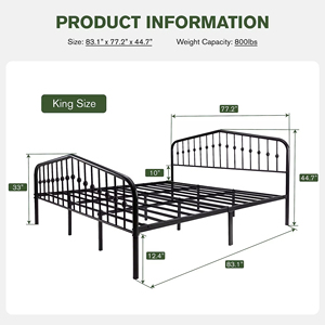 Homerich all'ingrosso King-Size piattaforma in metallo cornici vittoriane in <span class=keywords><strong>ferro</strong></span> battuto arte testiere/pedane allungabili per camera da <span class=keywords><strong>letto</strong></span> - Product Image 3