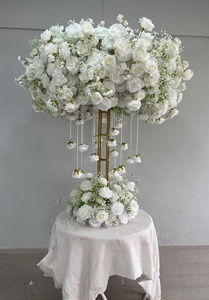 Centre de table de mariage de luxe en crème et blanc, rose et hortensia, fait main, réaliste, bouquet de mariée DIY, décorations de table, décor de table - Product Image 5