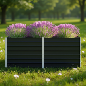 Bac à fleurs surélevé en acier galvanisé anthracite 63x31.5x17.7, bac à plantes artificielles d'extérieur, résistant aux UV - Product Image 2