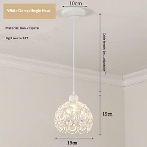 Lustre LED simple en fer doré et cristal, style nordique moderne, pour chambre, <span class=keywords><strong>chevet</strong></span>, couloir, salle à manger, bar - Product Image 6