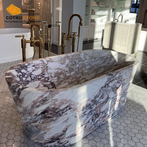 Натуральная полированная мраморная Ванна Calacatta Viola, настраиваемая Роскошная каменная Мраморная Ванна - Product Image 4