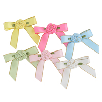 Rosettes en tissu artificiel Mini fleurs artisanat bricolage couture décoration mariage Festival petit ruban Roses avec feuilles vertes