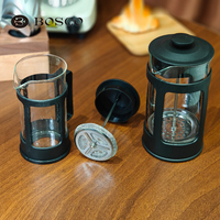 BOSCO Presse à café en verre moderne et portable, style italien, écologique, durable, grande capacité, 3 pièces avec couvercle