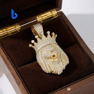 Hip Hop 18 Ayar Saf Altın Aslan Başı Kolye Ucu Seti, Laboratuvarda Yetiştirilmiş Elmaslarla Süslü, Erkekler İçin Lüks Mücevher Hediyesi - Product Image 5