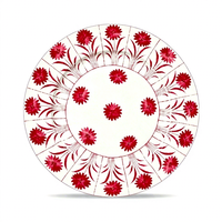 Service de vaisselle en céramique à motif floral rouge vintage, assiettes de luxe en porcelaine, décoration de table de mariage