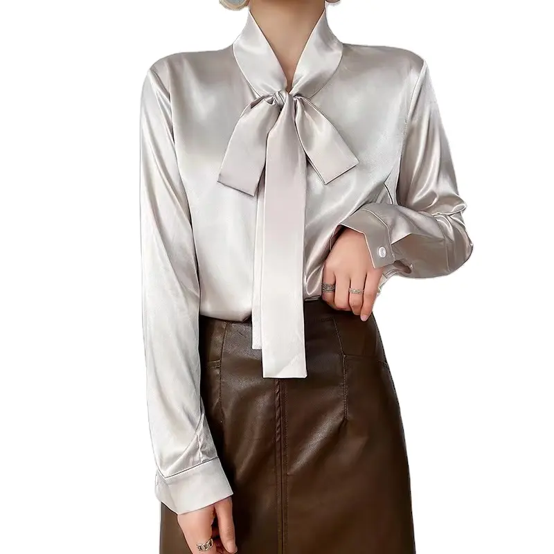 London wholesale spring summer autumn ladies high quality luxury real silk top silk shirt women