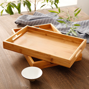 Plateau rectangulaire en bambou, couleur naturelle, style simple, pour servir thé, gâteaux, pain, pâtisseries à la maison - Product Image 1