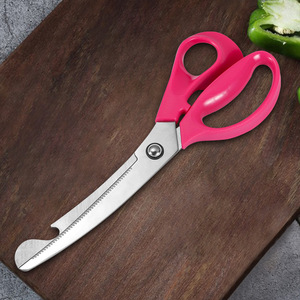 <b>Kitchen</b> <b>Scissors</b> Stainless Steel 8 In Rose Red Straight Head With Bottle Opener For Home Use - Product Image 2