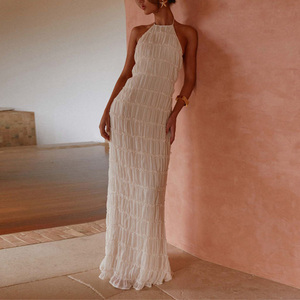 2025夏季马克西连衣裙露背领波西米亚沙滩装无袖飘逸派对装定制高端夏装来样定做 - Product Image 3