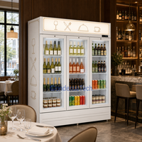 Réfrigérateur commercial vertical pour boissons, vitrine réfrigérée avec verre trempé incurvé, température unique, contrôle numérique