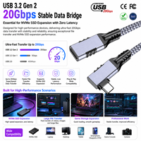 Cable de Extensión USB 3.2 Gen 2 LUNG KAY OEM, 20Gbps, 240W PD 3.1, Carga Rápida, Ángulo Recto de 90 Grados, Trenzado de Nailon, para Impresora y Computadora
