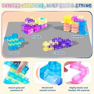 40-Piece Jelly Building <b>Blocks</b> Squishy <b>Rubber</b> Educational Toy for Children-Soft and Relieving Animals & Nature Theme - Product Image 5
