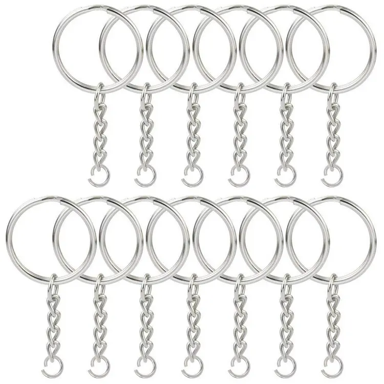 2022 new key anti lost chain blank key ring chain Keychain Silver Split Ring For Carry Key