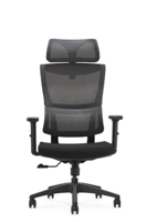 Chaise de bureau ergonomique en maille avec appuie-tête réglable, accoudoirs 3D, siège en mousse haute densité et mécanisme d'inclinaison à 4 verrous