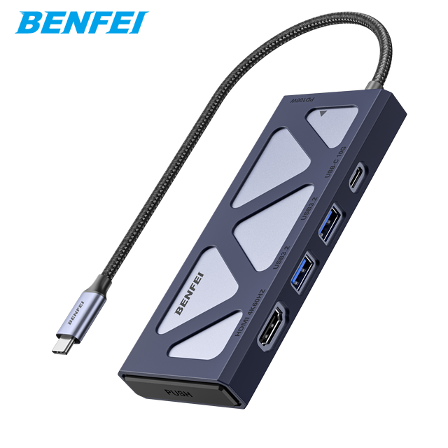 BENFEI M.2 NVME SSD Enclosure with USB C HUB, Tool-Free USB C (10Gbps) to NVME Adapter Supports 10s Power Loss Protection
