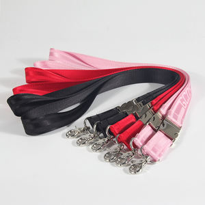 Op maat gemaakte, milieuvriendelijke, duurzame, luxe nylon lanyard met effen kleur, geweven logo, lange nekband, hoge kwaliteit, snelkoppeling voor kaarthouder - Product Image 1