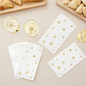 Serviettes en papier imprimées étoiles dorées, 20 pièces, 2 plis, jetables, pour fêtes d'anniversaire - Product Image 4
