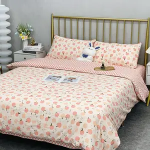 Vente en gros 100% coton imprimé drap de lit ensemble de literie personnalisé fleur drap de lit king size