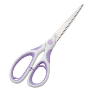 Stainless Steel Scissors Purple And White Straight Head Home Use Office Sewing Fabric Cutting Thread Trimming 8 Inch - Product Image 3