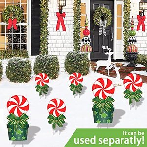 Décorations de Noël en plein air Xmas <span class=keywords><strong>Yard</strong></span> Stakes Signs Giant Holiday Decor Outdoor for Lawn Pathway Walkway Candyland Themed Party - Product Image 2