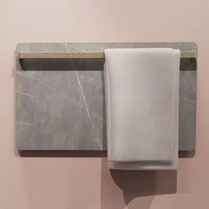 Rectángulo Blanco, Gris, Negro Barra individual Calefacción eléctrica Tendedero Calentador de toallas con placa de <span class=keywords><strong>roca</strong></span>-Juego de accesorios de baño - Product Image 4