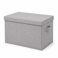 Boîte de rangement pour placard avec couvercle, surface en lin artificiel, doublure Oxford 210D, support en PP, poignées pour le tri des vêtements