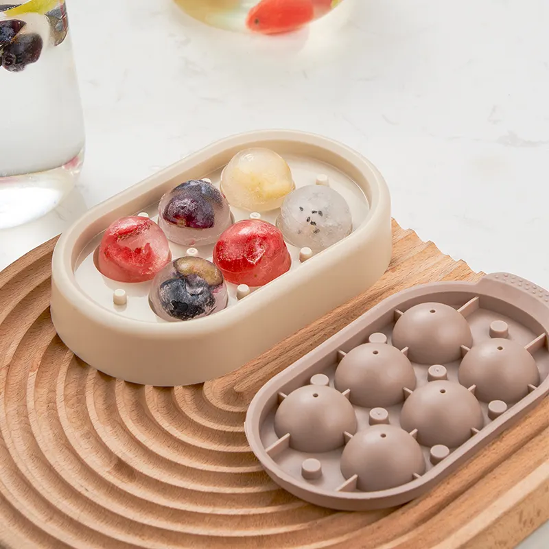 Bhd Custom Bpa Free Silicone Sphere Ice Cream Tool Ice Mold Food Grade silicone round ice cube tray with lid and bin