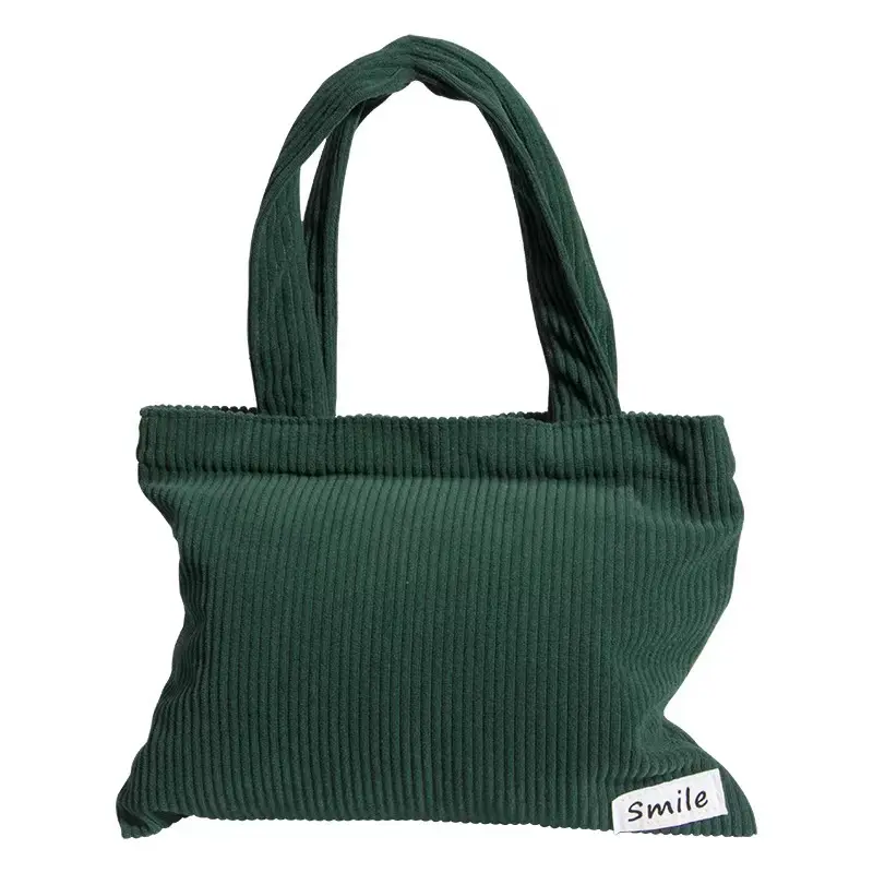 Wholesale High Quality Corduroy Tote Bag Custom Logo Shopping Cosmetic Storage Handbag Cute Corduroy Tote Zipper Bag