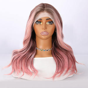 2025 parrucca anteriore in pizzo sintetico rosa sfumato da donna più venduto in fibra ad alta temperatura Micro-Volume coda SM9658 - Product Image 1