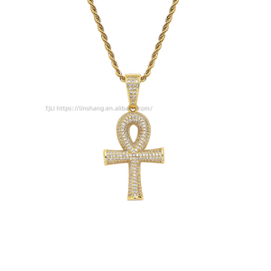 Three-dimensional <b>cross</b> pendant <b>chain</b>, hip-hop jewelry, accessories, full zirconium <b>cross</b> necklace. - Product Image 1