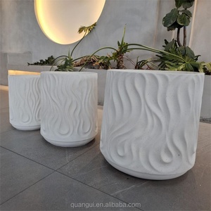 กระถางต้นไม้ปูนซีเมนต์แกะสลักตกแต่งสีขาวคุณภาพสูง เป็นมิตรกับสิ่งแวดล้อม พร้อมรูระบายน้ำ สำหรับปลูกไม้อวบน้ำ สไตล์โมเดิร์น เหมาะสำหรับตั้งโชว์กลางแจ้ง - Product Image 5