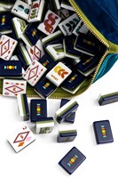 Jeu de Mahjong Américain Géométrique Floral Vert Olive MCM 160 Pièces, Tuiles de Mahjong à Motifs Artistiques Rétro avec Pochette de Rangement en Velours