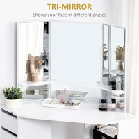 Coiffeuse de luxe moderne et transitoire en panneaux de bois, durable, à 3 niveaux et 5 tiroirs, avec miroir, couleur personnalisable, origine USA