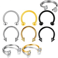 Piercing de titanio F136 con circonita para nariz, labio, oreja, hélix, barra de herradura, rosca interna, joyería para piercing corporal, septum, ceja