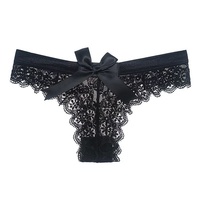 Pakaian Dalam Wanita Grosir ODM Sexy Lace Thong dengan Detail Pita Lucu, Warna dan Ukuran Sesuai Pesanan, Penjualan Panas, G-String Lingerie Panty